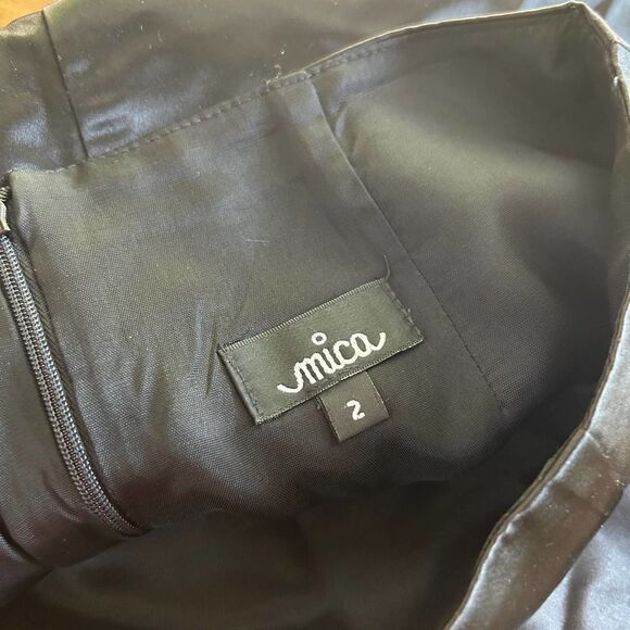 Women's Mica 2 Floral Embroidered Skirt Black‎ White Fringe Satin - Picture 5 of 9